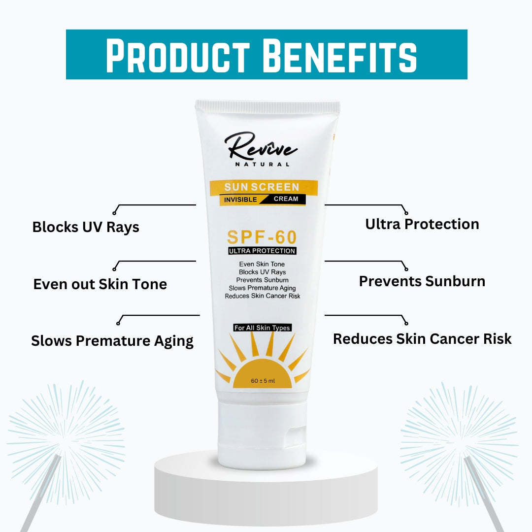 SPF 60 Invisible Sunscreen - For All Skin Types - 60 ml